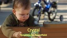  Presentation with sand - Slide set with young boy is playing outdoor in a sand pit background and a tawny brown colored foreground