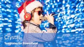  Presentation with merry christmas - Audience pleasing presentation design consisting of young-boy-is-singing backdrop and a teal colored foreground