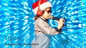  Presentation with merry christmas - Presentation design enhanced with young-boy-is-singing background and a cyan colored foreground