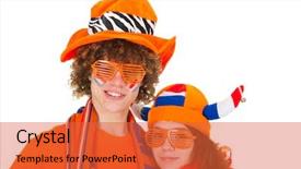  Presentation with supporting - Presentation having young boy is supporting the dutch team background and a red colored foreground