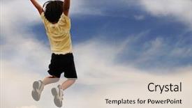  Presentation with photo - Colorful theme enhanced with young boy jumping and raising backdrop and a lemonade colored foreground