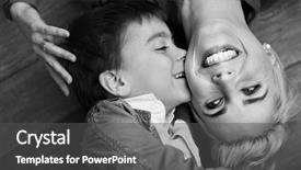  Presentation with kissing booth - PPT theme with young boy kissing her mum background and a dark gray colored foreground