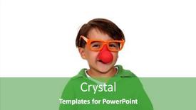  Presentation with rubber - Colorful slide deck enhanced with young boy laughs and giggles while wearing silly clown glasses with a rubber nose backdrop and a shamrock green colored foreground
