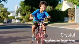  Presentation with collaborative learning - Beautiful presentation theme featuring young boy learning how backdrop and a coral colored foreground