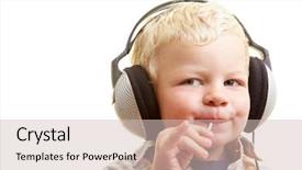  Presentation with lollipop - Slides with young boy listening to music and sucking on a lollipop background and a soft green colored foreground