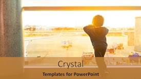  Presentation with flight - PPT layouts having young-boy-looking-out background and a gold colored foreground