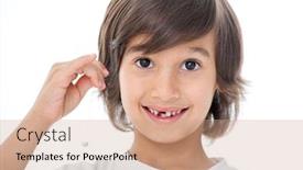  Presentation with lost - Cool new slides with young boy lost his tooth backdrop and a coral colored foreground