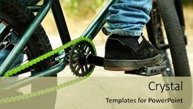 Presentation with bmx - Audience pleasing theme consisting of young boy on bmx bike backdrop and a soft green colored foreground