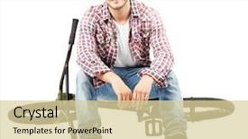  Presentation with bmx - Beautiful presentation theme featuring young boy on bmx bike backdrop and a lemonade colored foreground