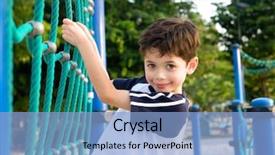  Presentation with climbing - Beautiful presentation design featuring young boy on climbing rope backdrop and a light blue colored foreground