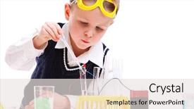  Presentation with comptional chemistry - Theme featuring young boy performing chemistry experiments background and a  colored foreground