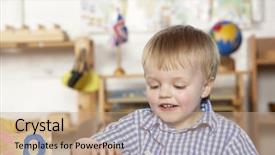  Presentation with montessori - Amazing presentation design having young boy playing at montessori backdrop and a coral colored foreground