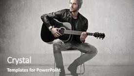  Presentation with guitar - PPT theme with new business ribbon cutting celebration background and a lemonade colored foreground