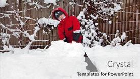  Presentation with snowball - Audience pleasing slides consisting of young boy playing in the snow rolling a snowball to make a snowman backdrop and a white colored foreground