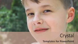  Presentation with foreign boy student - Colorful slides enhanced with young-boy-portrait backdrop and a coral colored foreground