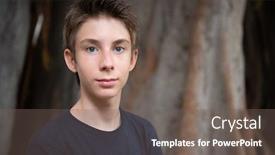  Presentation with summer trees - PPT theme with young-boy-posing-in-summer background and a gray colored foreground