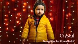  Presentation with christmas lights - PPT layouts having young boy posing serious in front of lights wall at christmas market background and a wine colored foreground