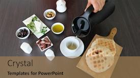  Presentation with healthy drink - PPT theme with young-boy-pouring-tea background and a coral colored foreground