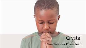  Presentation with children praying - Slide set with young boy praying background and a coral colored foreground