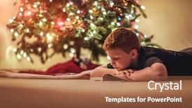  Presentation with vintage book - Slides with young boy reading a book background and a red colored foreground