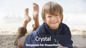  Presentation with relaxing - Amazing presentation theme having young boy relaxing on beach backdrop and a tawny brown colored foreground