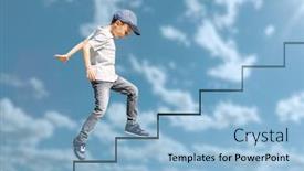  Presentation with street - PPT layouts with young-boy-runs background and a light blue colored foreground