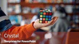  Presentation with puzzle - Presentation having young-boy-shows-colorful-puzzle background and a tawny brown colored foreground