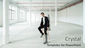  Presentation with shoulder - Slide set featuring young-boy-sits background and a  colored foreground