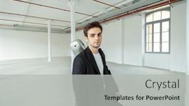  Presentation with shoulder - Slide deck enhanced with young-boy-sits background and a  colored foreground