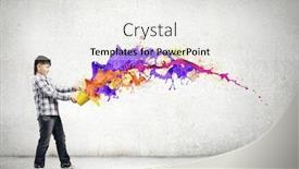  Presentation with paint bucket - Colorful theme enhanced with young-boy-splashing-colorful-paint backdrop and a white colored foreground