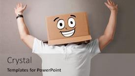  Presentation with cardboard art sculpture - Amazing presentation theme having young-boy-standing-and-gesturing backdrop and a light gray colored foreground