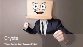  Presentation with cardboard - Slides with young-boy-standing-and-gesturing background and a gray colored foreground