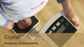  Presentation with fat - Slide set with young boy standing on digital background and a coral colored foreground