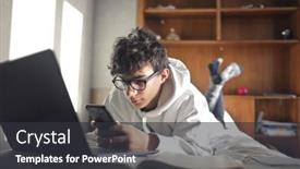  Presentation with bed - Colorful slides enhanced with young-boy-studies-lying backdrop and a dark gray colored foreground