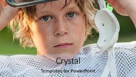  Presentation with football - Cool new PPT layouts with young boy taking his football backdrop and a light blue colored foreground