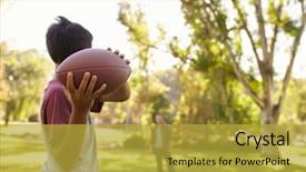  Presentation with focus - PPT theme with young boy throwing ball background and a yellow colored foreground