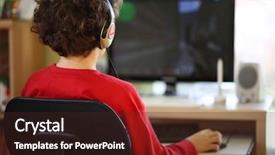  Presentation with computer games - Slides featuring young boy using computer background and a  colored foreground