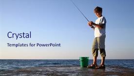  Presentation with sea fishing - Amazing presentation design having young boy with a fishing backdrop and a sky blue colored foreground