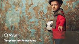  Presentation with soccer poster vintage - Presentation design consisting of young boy with a soccer background and a violet colored foreground