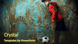  Presentation with beauty and fashion - Presentation design having young boy with a soccer background and a tawny brown colored foreground