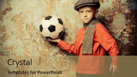  Presentation with soccer - Slide deck consisting of young boy with a soccer background and a coral colored foreground
