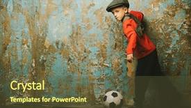  Presentation with soccer - Slide deck enhanced with young boy with a soccer background and a tawny brown colored foreground