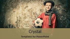  Presentation with beauty and fashion - Beautiful presentation design featuring young boy with a soccer backdrop and a coral colored foreground