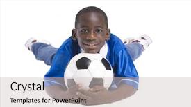  Presentation with soccer - Amazing presentation design having young boy with a soccer backdrop and a  colored foreground