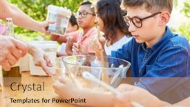  Presentation with healthy eating - Beautiful theme featuring young-boy-with-friends backdrop and a coral colored foreground