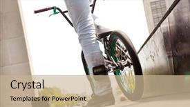  Presentation with scooty bike - Presentation theme consisting of young boy with his bike background and a coral colored foreground