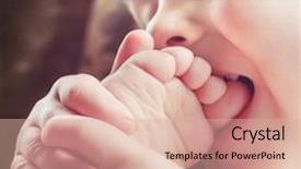  Presentation with medicine by mouth - Slide set having young boy with his toe background and a coral colored foreground