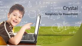  Presentation with young man holdng laptop on lap money - Audience pleasing PPT theme consisting of young boy with laptop computer backdrop and a light gray colored foreground