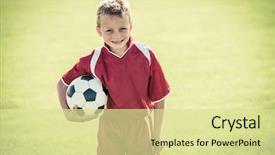  Presentation with soccer - Presentation featuring young boy with soccer ball background and a blonde colored foreground