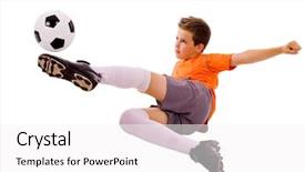  Presentation with soccer - Slide set consisting of young boy with soccer ball background and a white colored foreground